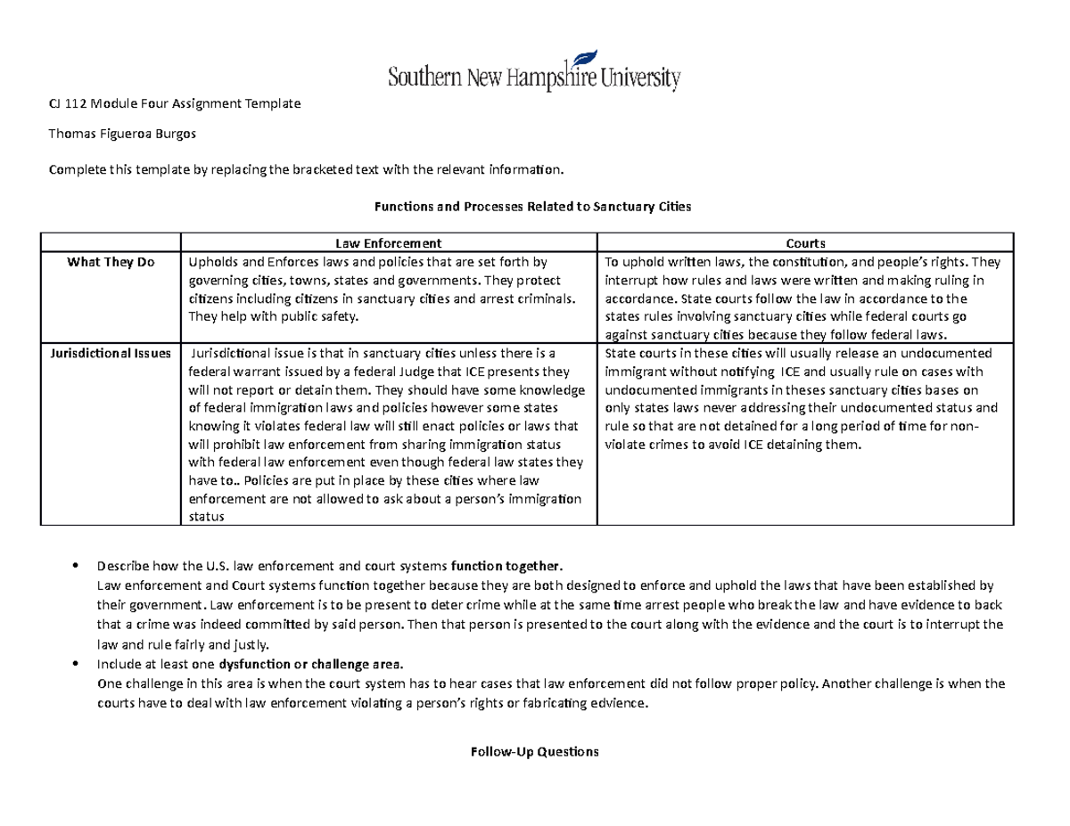 CJ 112 Module Four Assignment Template - CJ 112 Module Four Assignment ...