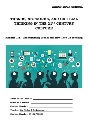 curriculum guide for trends networks and critical thinking