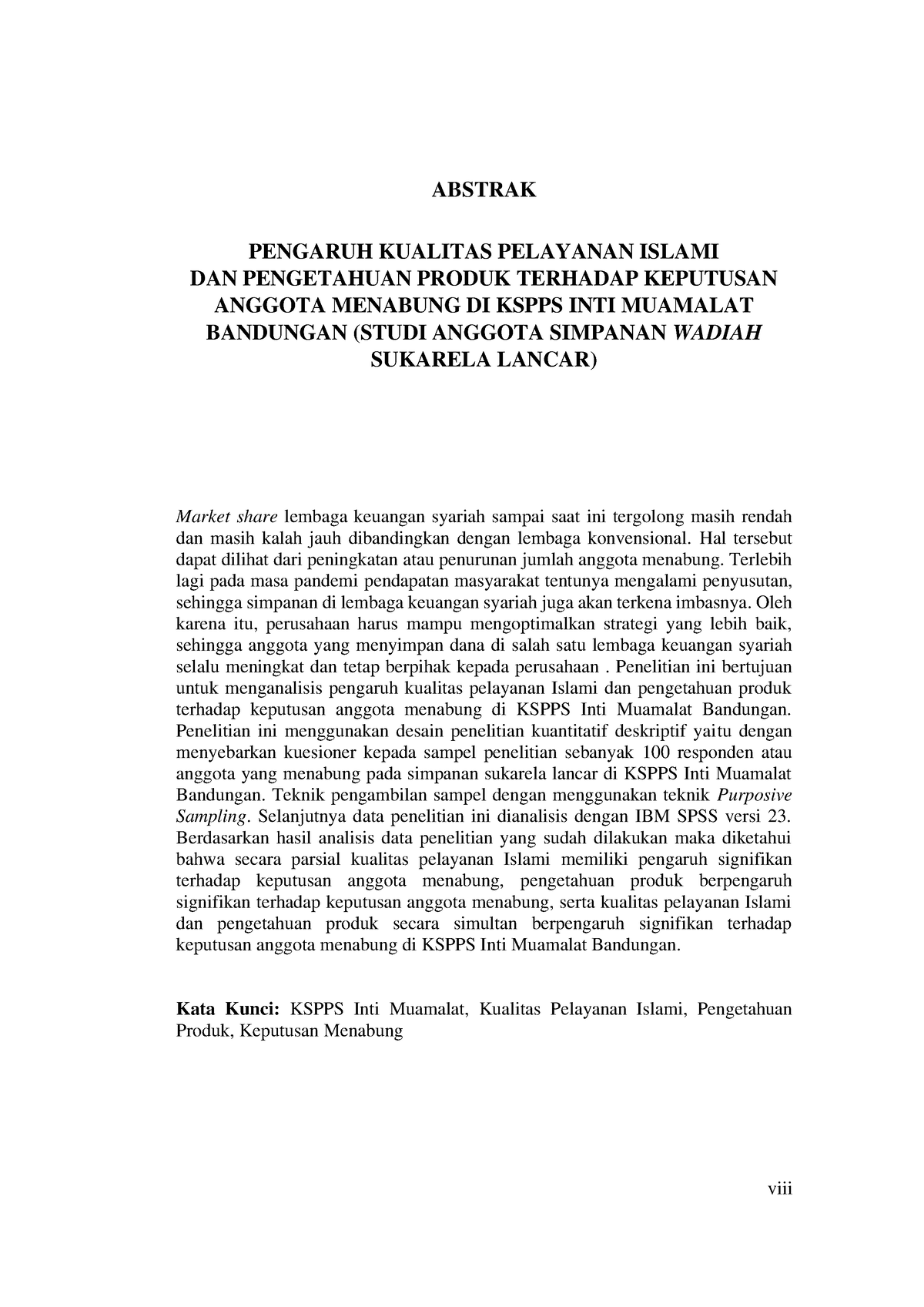 Pengaruh Kualitas Pelayanan Islami Dan Pengetahuan Produk Terhadap ...