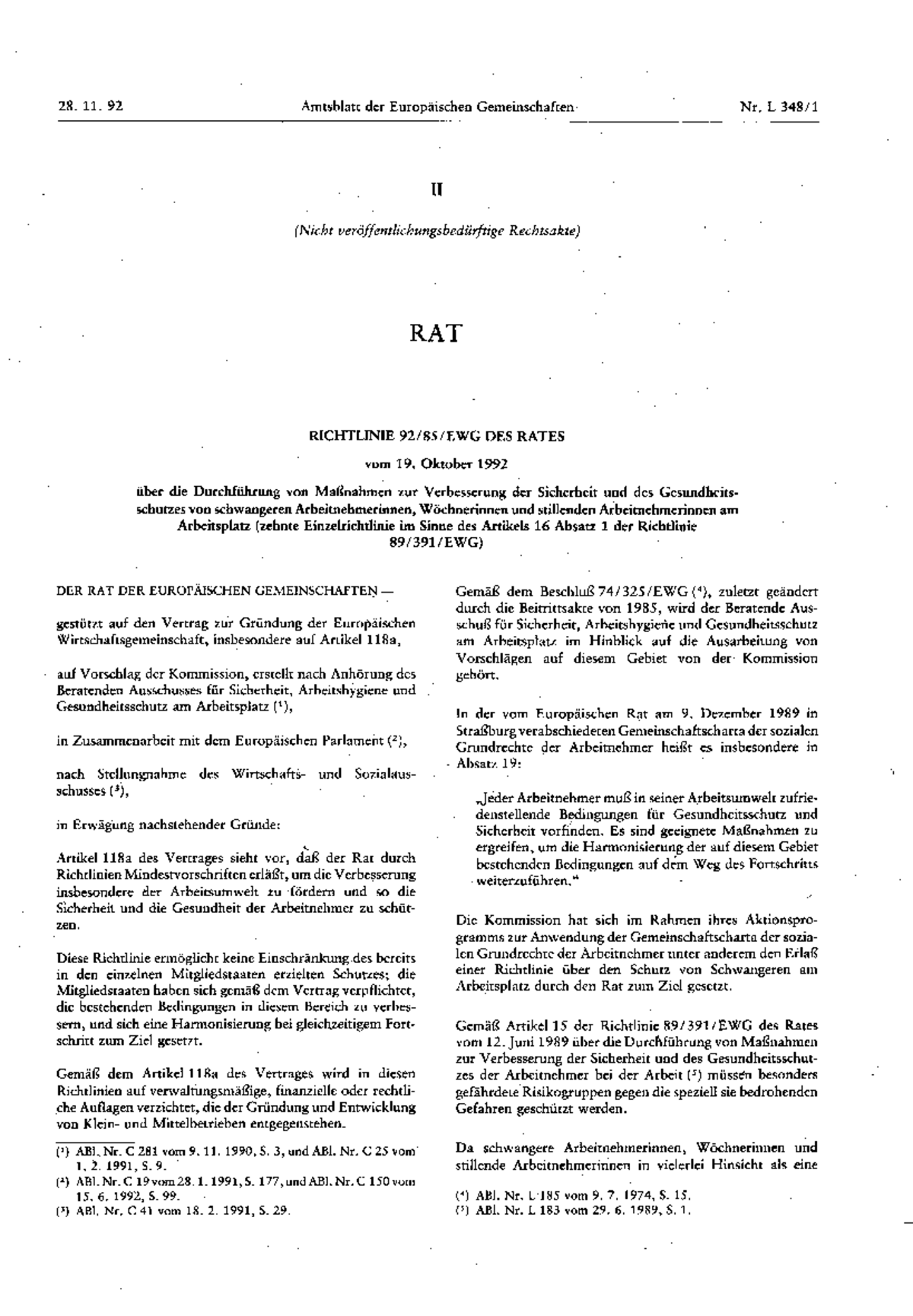 Richtlinie ewg 28. 11. 92 Amtsblatt der Europäischen Gemeinschaften