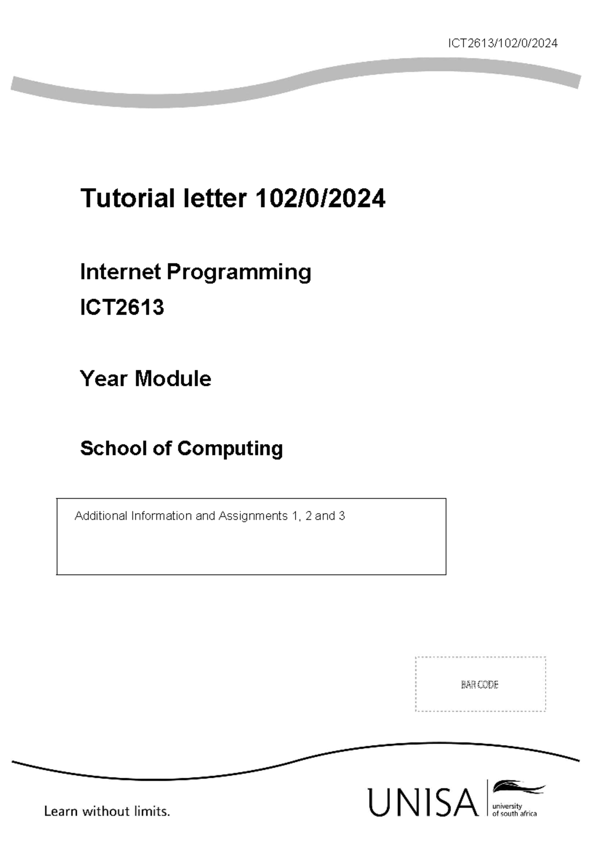 ICT2613 102 0 2024 - ICT2613/102/0/ Tutorial letter 102/0/ Internet ...