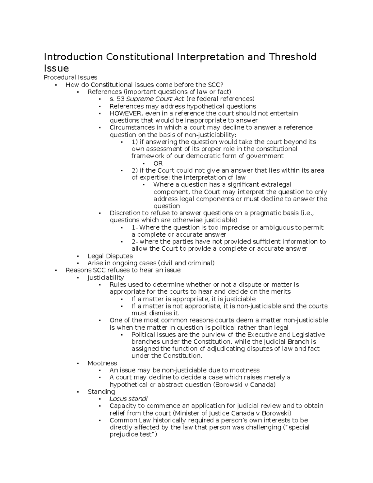 Introduction Constitutional Interpretation And Threshold Issue Introduction Constitutional Interpretation And Threshold Issue
