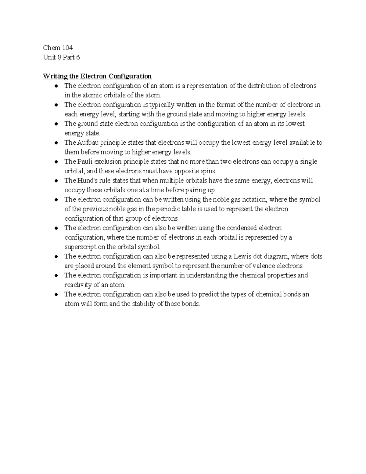 General Chemistry 104 Unit 8 Part 6 Notes - Chem 104 Unit 8 Part 6 ...