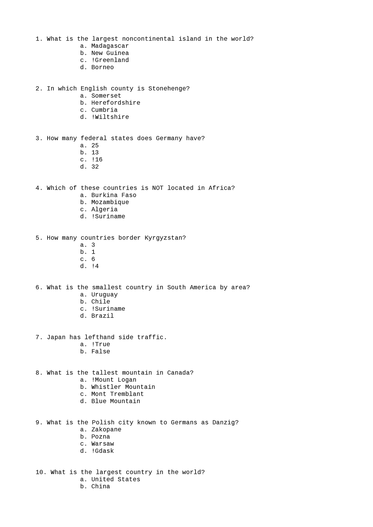 GEO280 Cheat Sheet 2 - Ninguna - What is the largest noncontinental ...