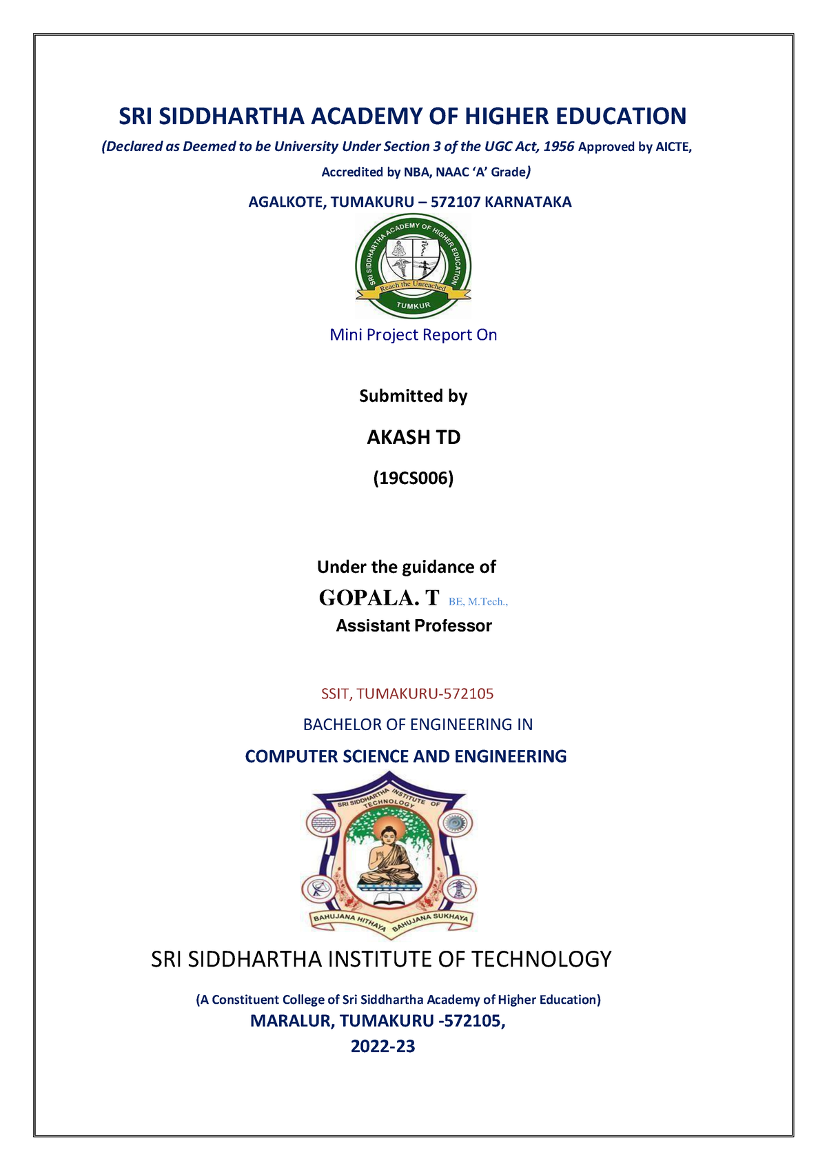 Updated Report - Thank You - Sri Siddhartha Academy Of Higher Education 