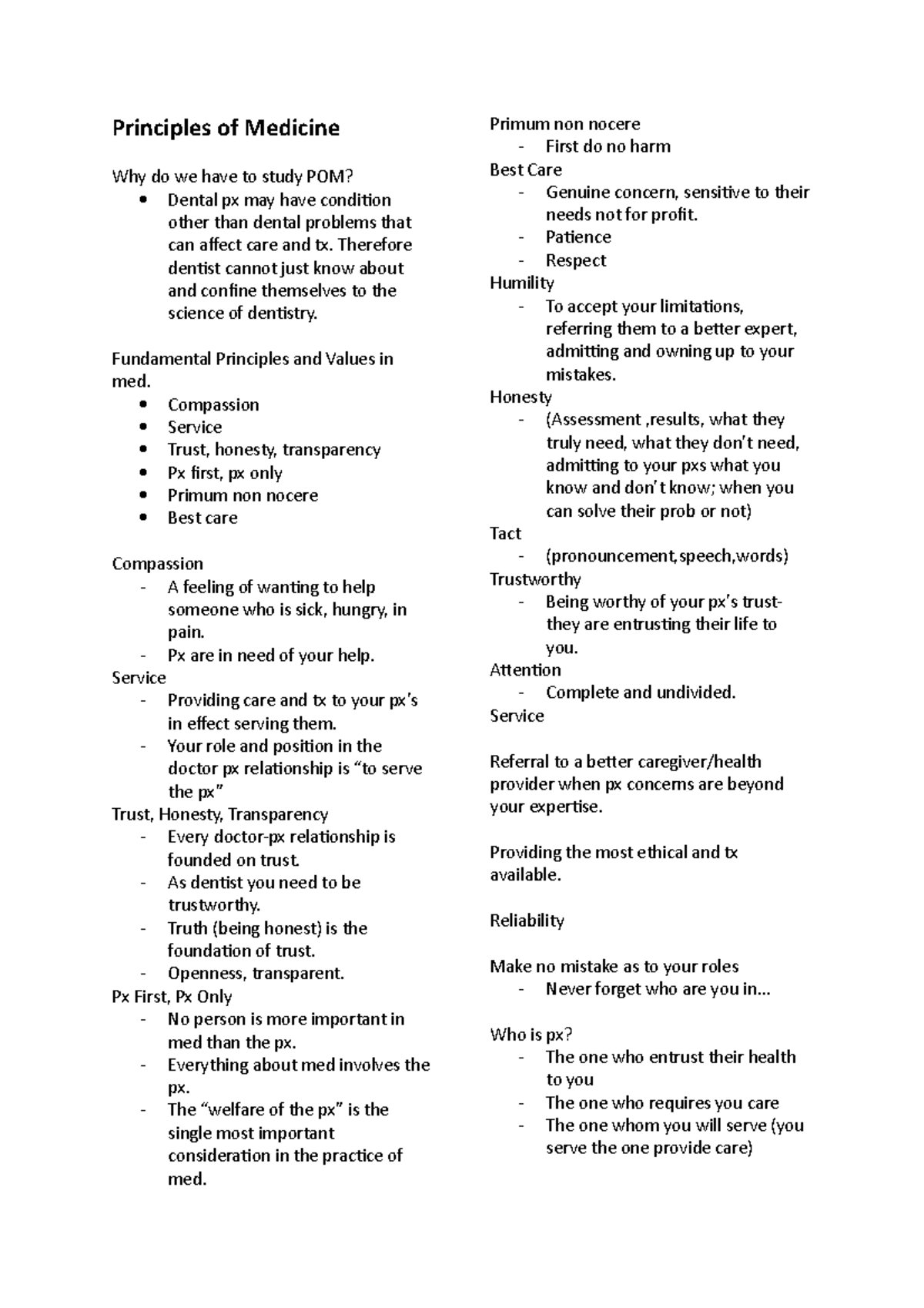 Principles OF Medicine Prelims - Principles of Medicine Why do we have ...