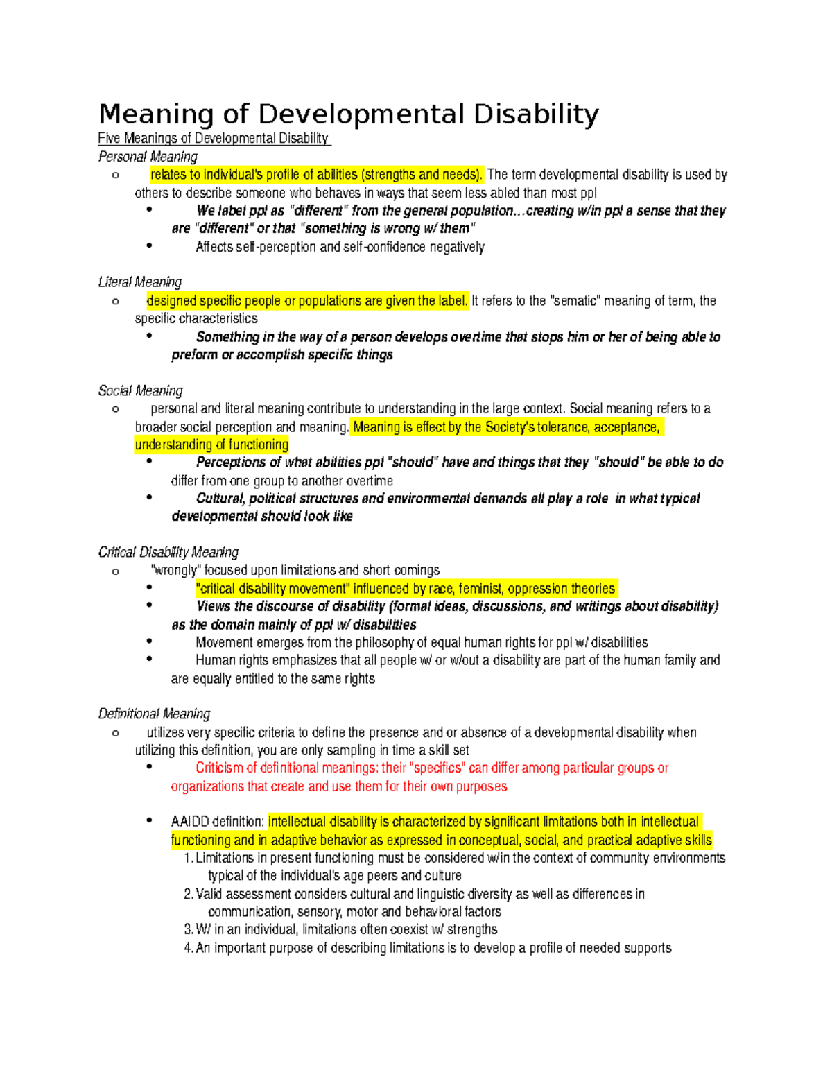 Chapter One Meaning Of Developmental Disability Meaning Of 