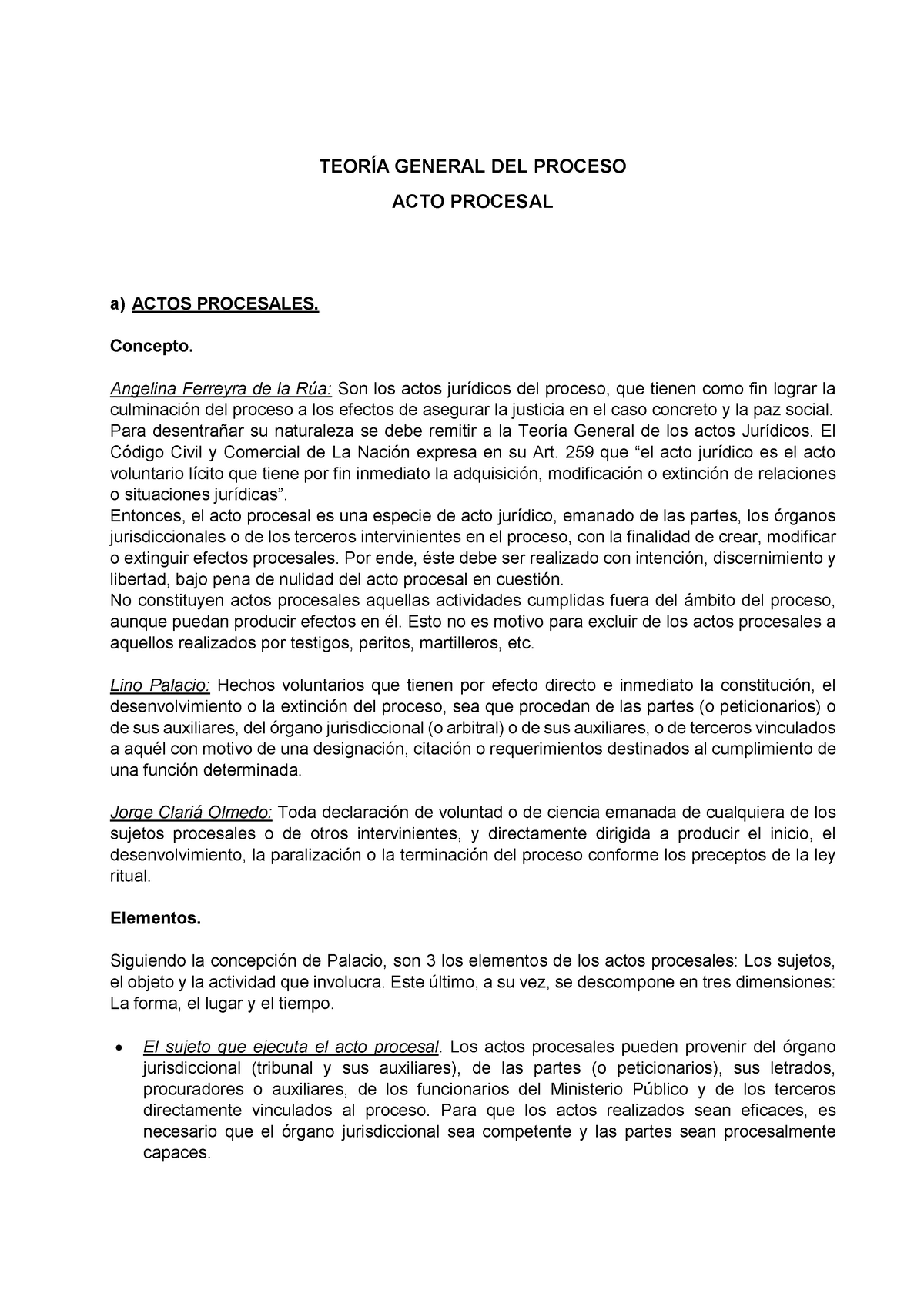 Acto Procesal Para La Ejecucion Teor A General Del Proceso Acto Procesal A Actos Procesales