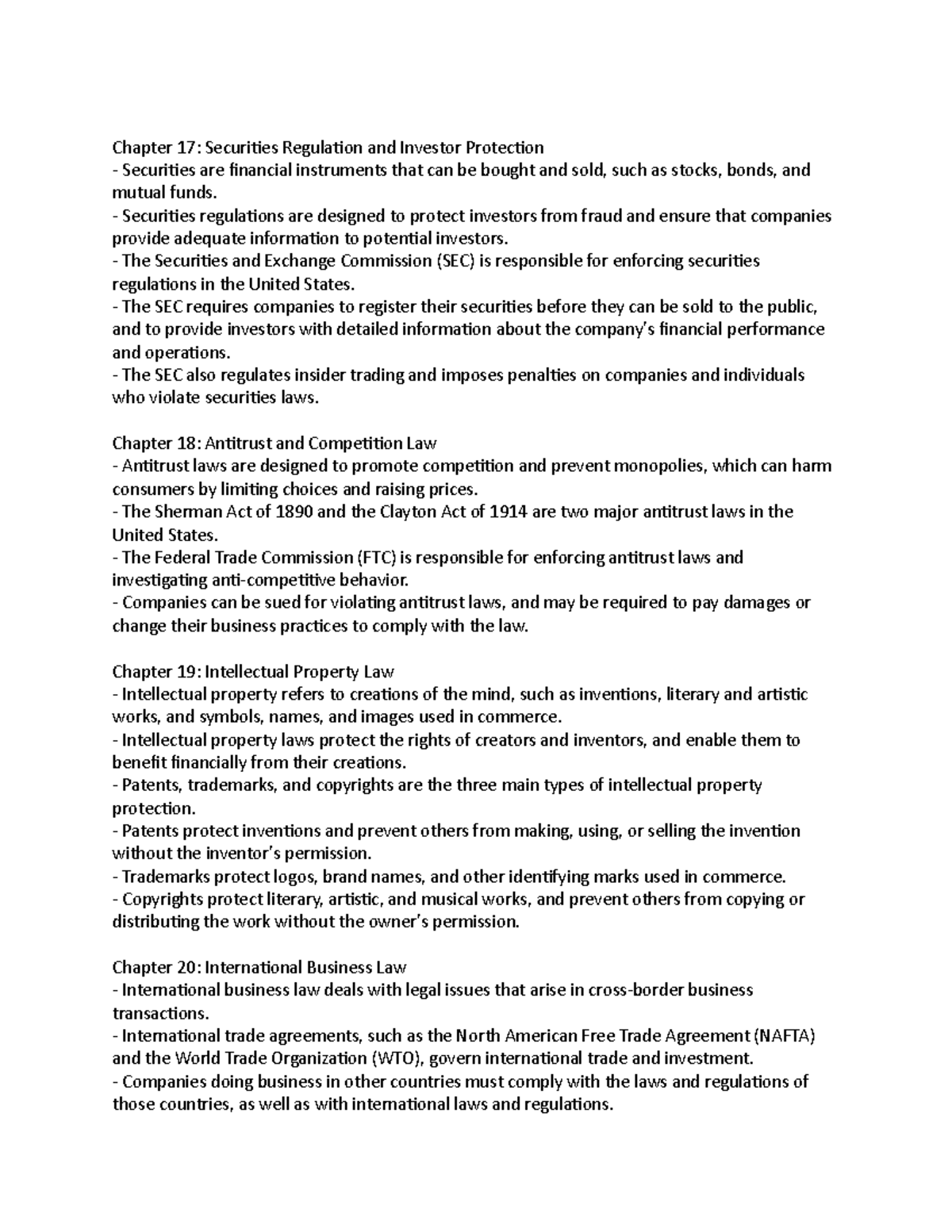 D089 17-21 - d089 17-21 notes - Chapter 17: Securities Regulation and ...