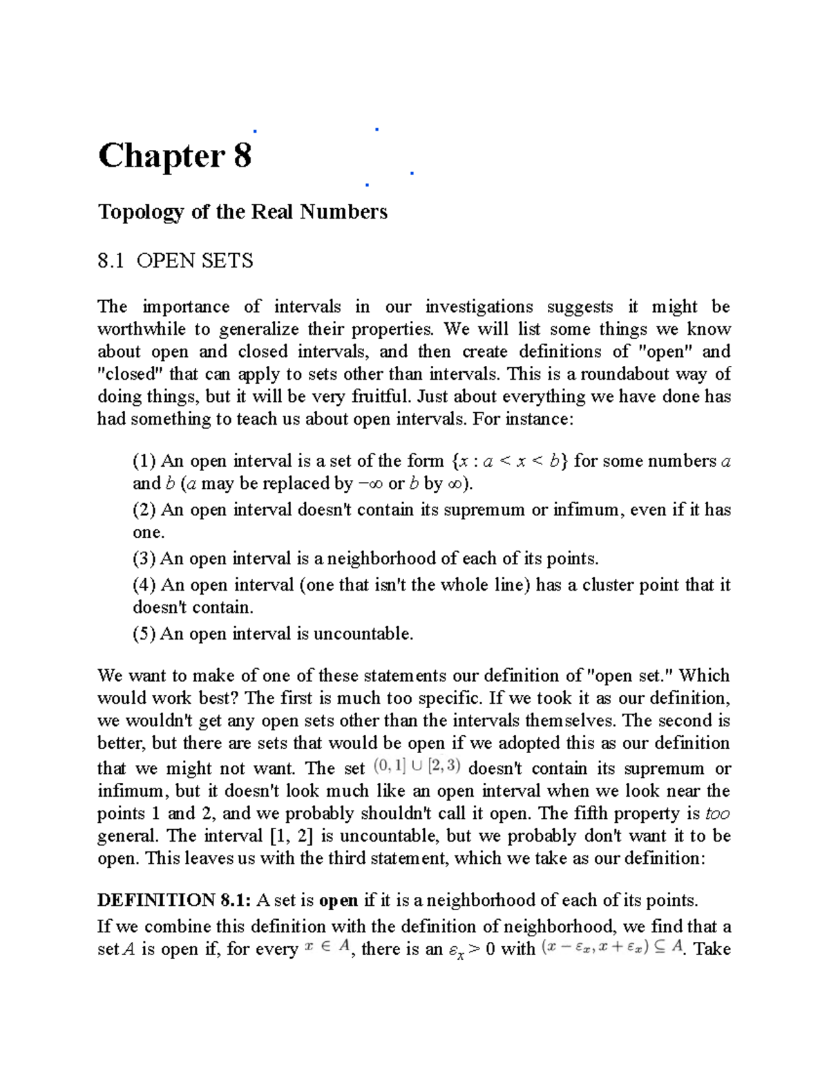 Introduction to Real Analysis 10 - Chapter 8 Topology of the Real ...