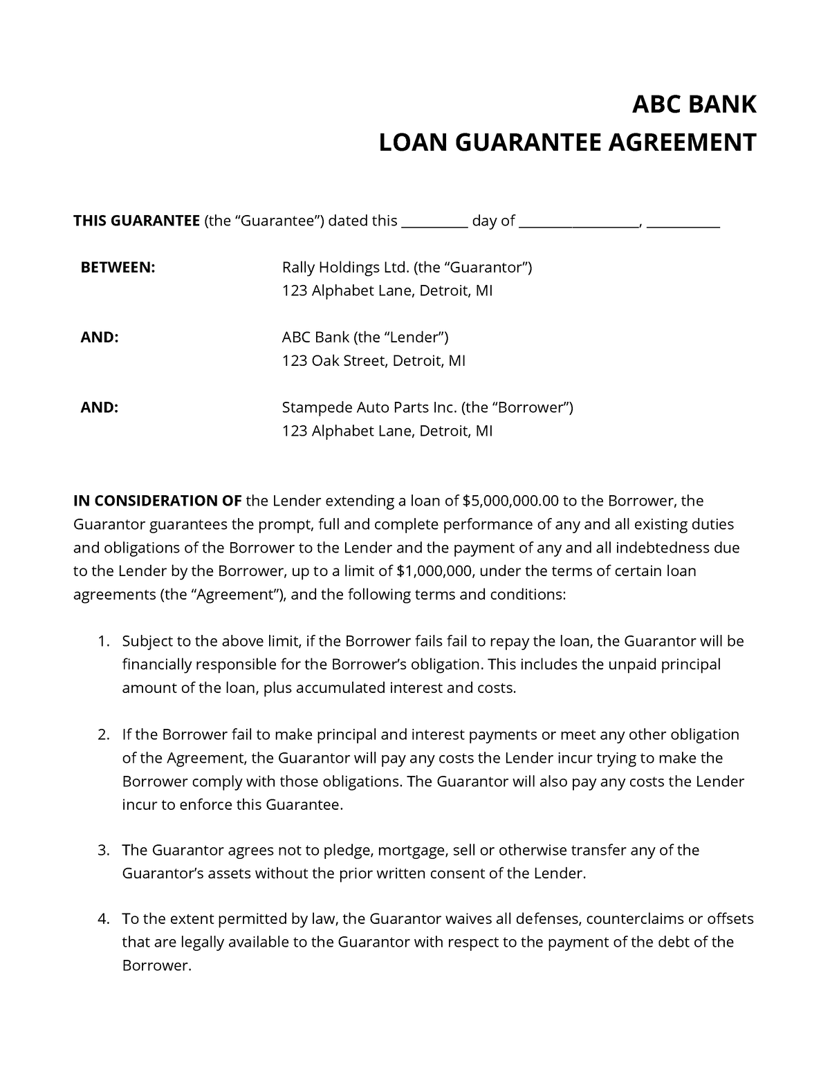 assignment clause bank guarantee