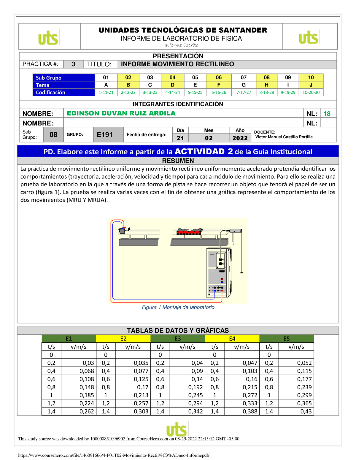 4 P01T02 Movimiento Rectil Neo Informe - UNIDADES TECNOL”GICAS DE ...