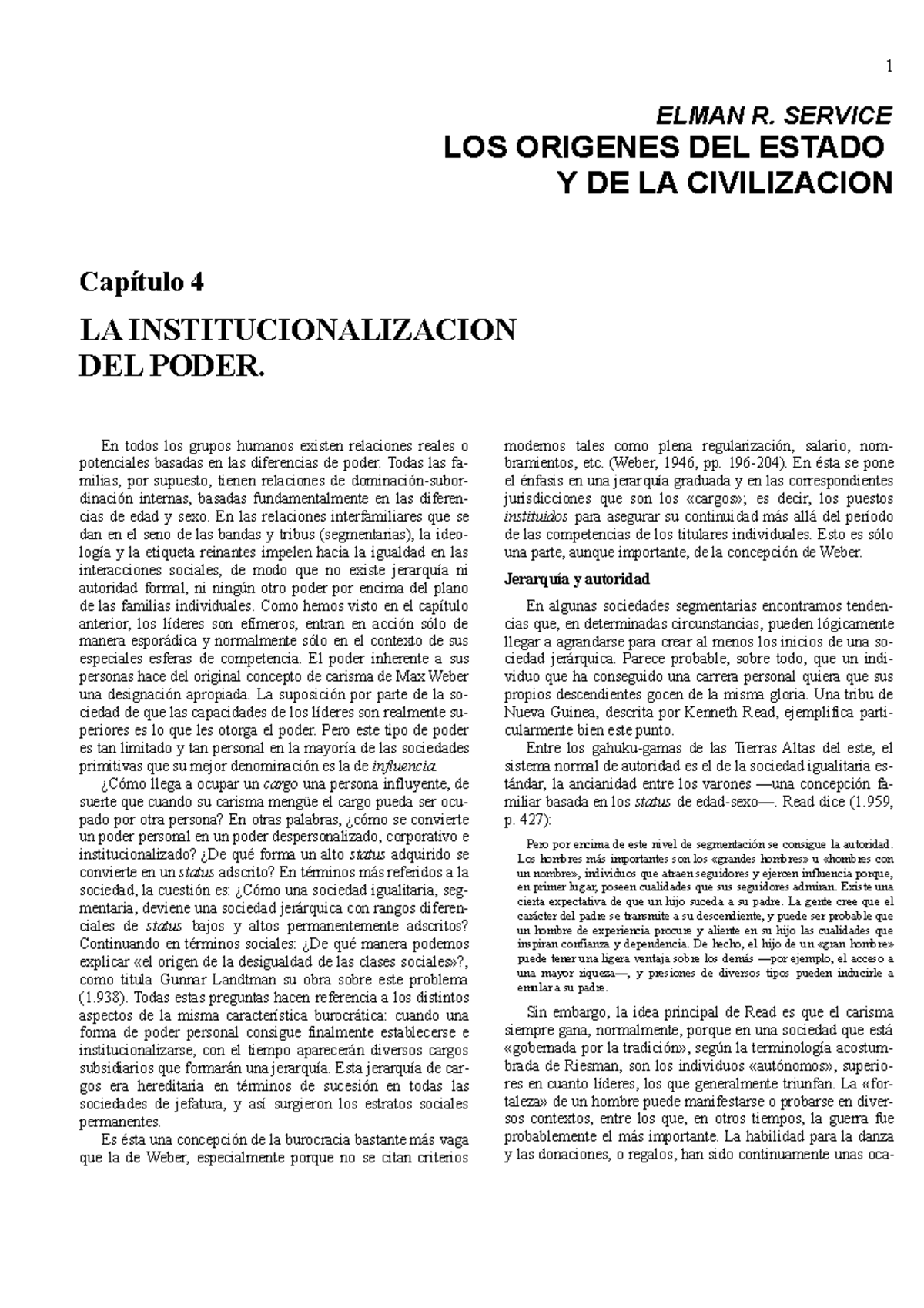 5. CAP 4 Institucionalizacion Poder - ELMAN R. SERVICE LOS ORIGENES DEL ...