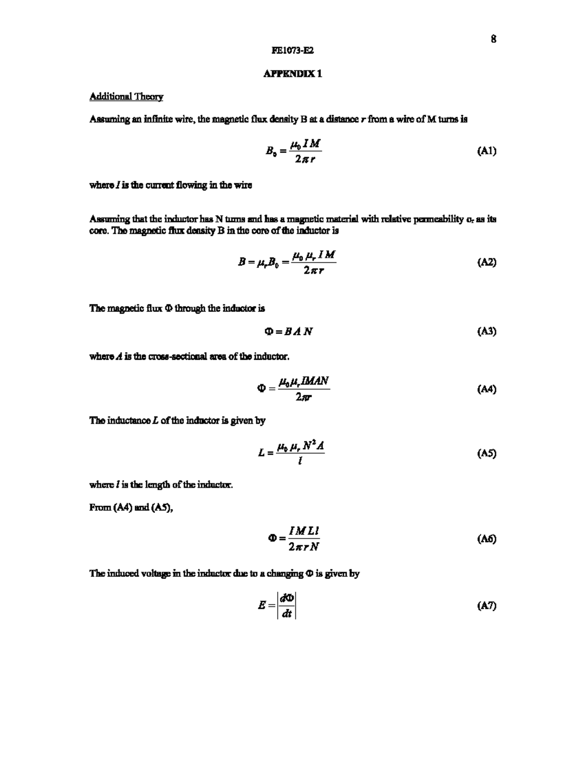 Appendix - E2 Formula - 8 APPENDIX 1 Additional Theory Assuming an ...