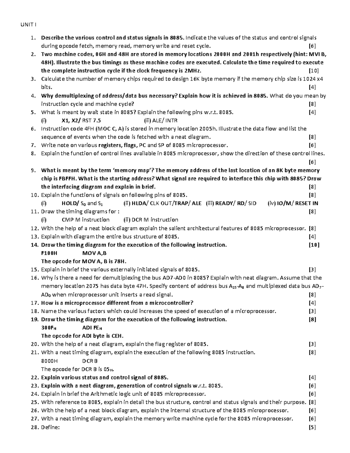 MPIquestion bank - Question bank - UNIT I Describe the various control ...
