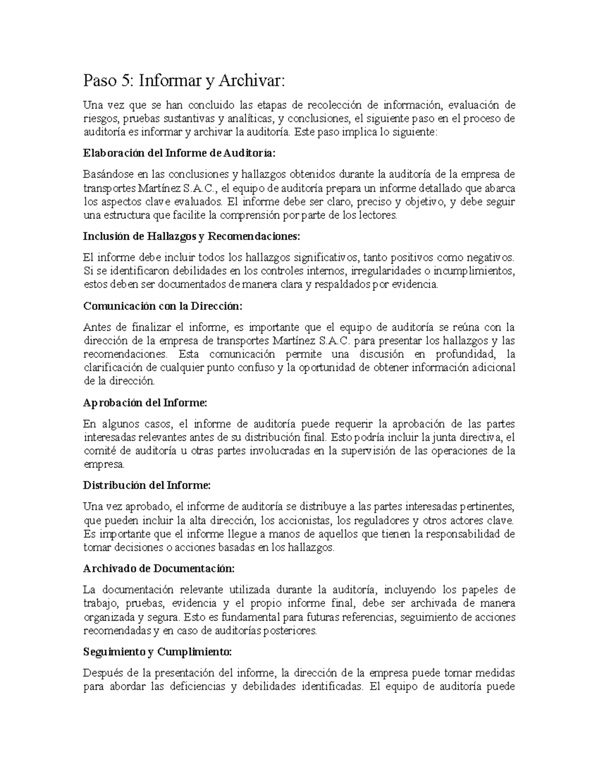 Paso 5 - informar y archivar - Paso 5: Informar y Archivar: Una vez que ...