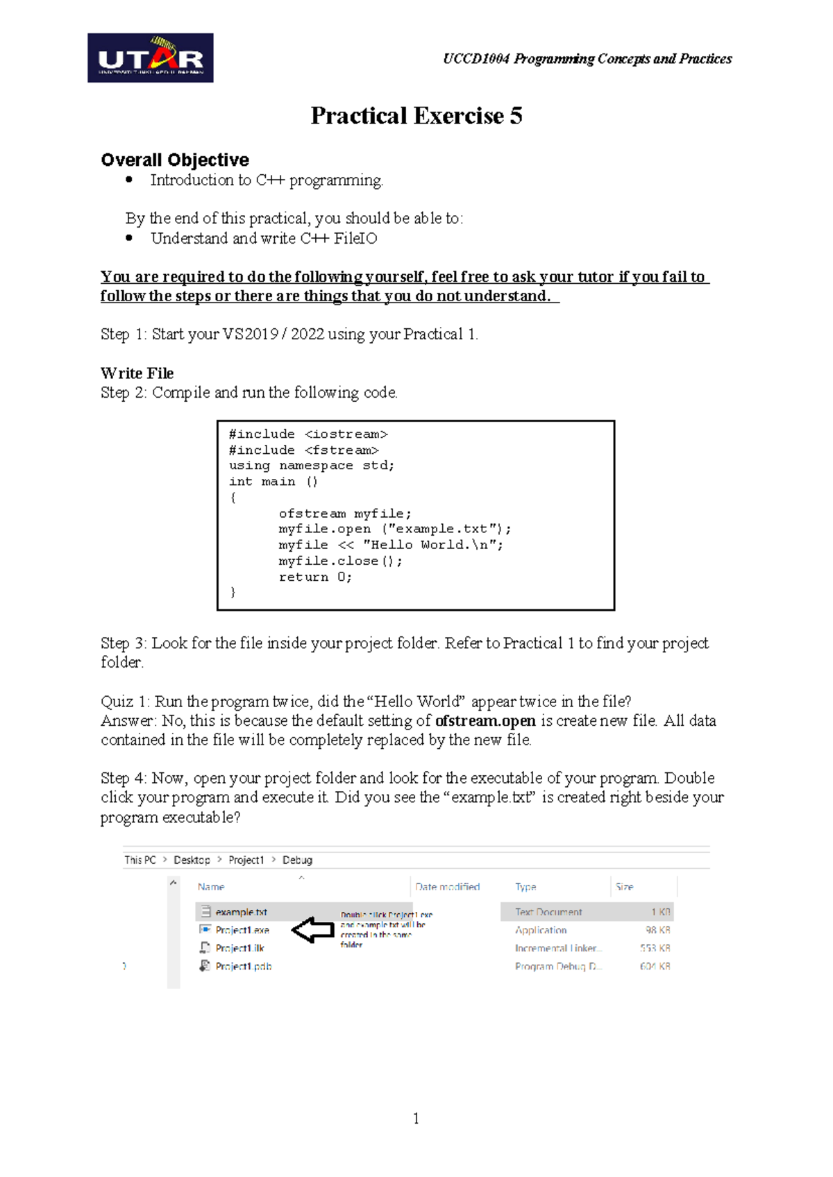 Practical 5 - Practical Exercise 5 Overall Objective Introduction to ...
