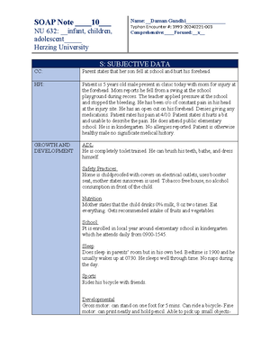 Week 5 SOAP note - SOAP Note 5___ NU623:Adult Health Herzing University ...