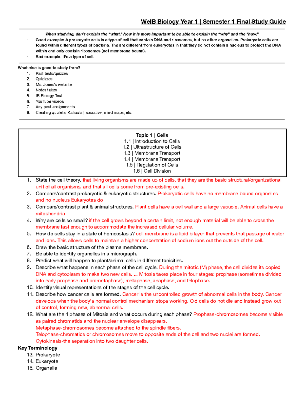 IBY1 Final Study Guide - WeIB Biology Year 1 | Semester 1 Final Study ...