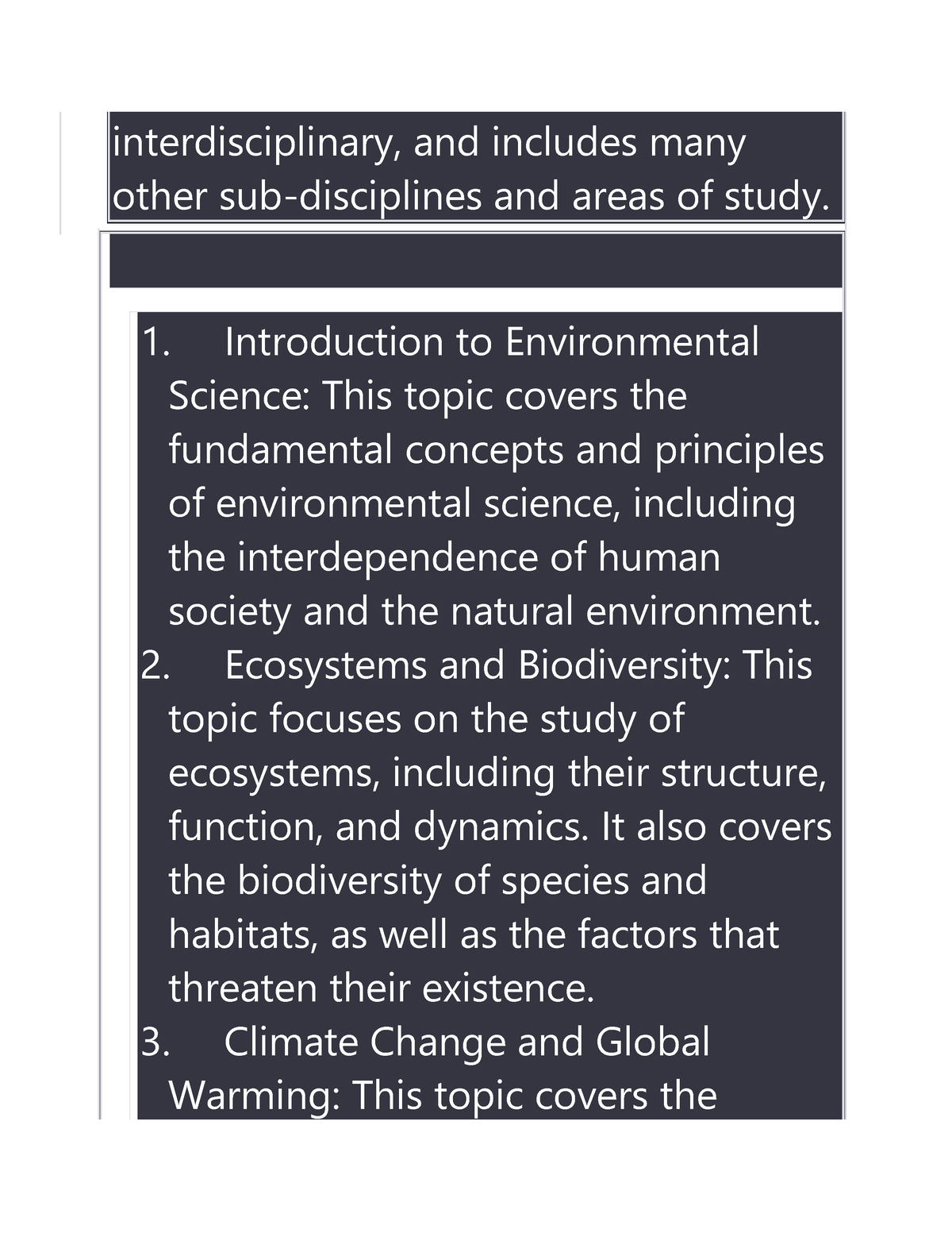 Environmental Science 2 - Interdisciplinary, And Includes Many Other ...