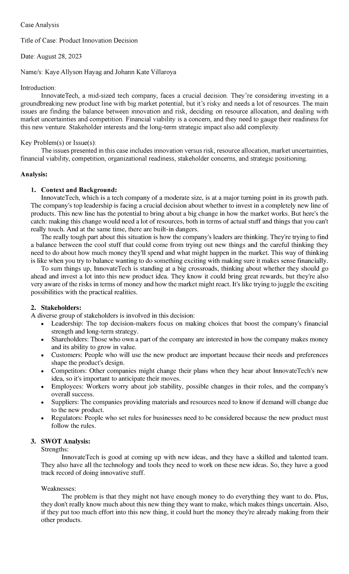 Case Analysis (Hayag and Villaroya) - Case Analysis Title of Case ...