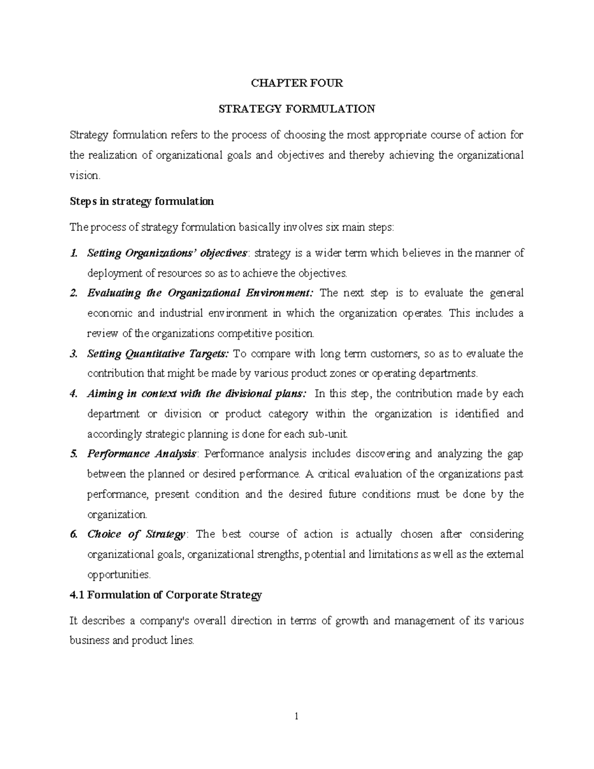 Chapter 4 - ITS GOOD FOR STUDENT - CHAPTER FOUR STRATEGY FORMULATION ...