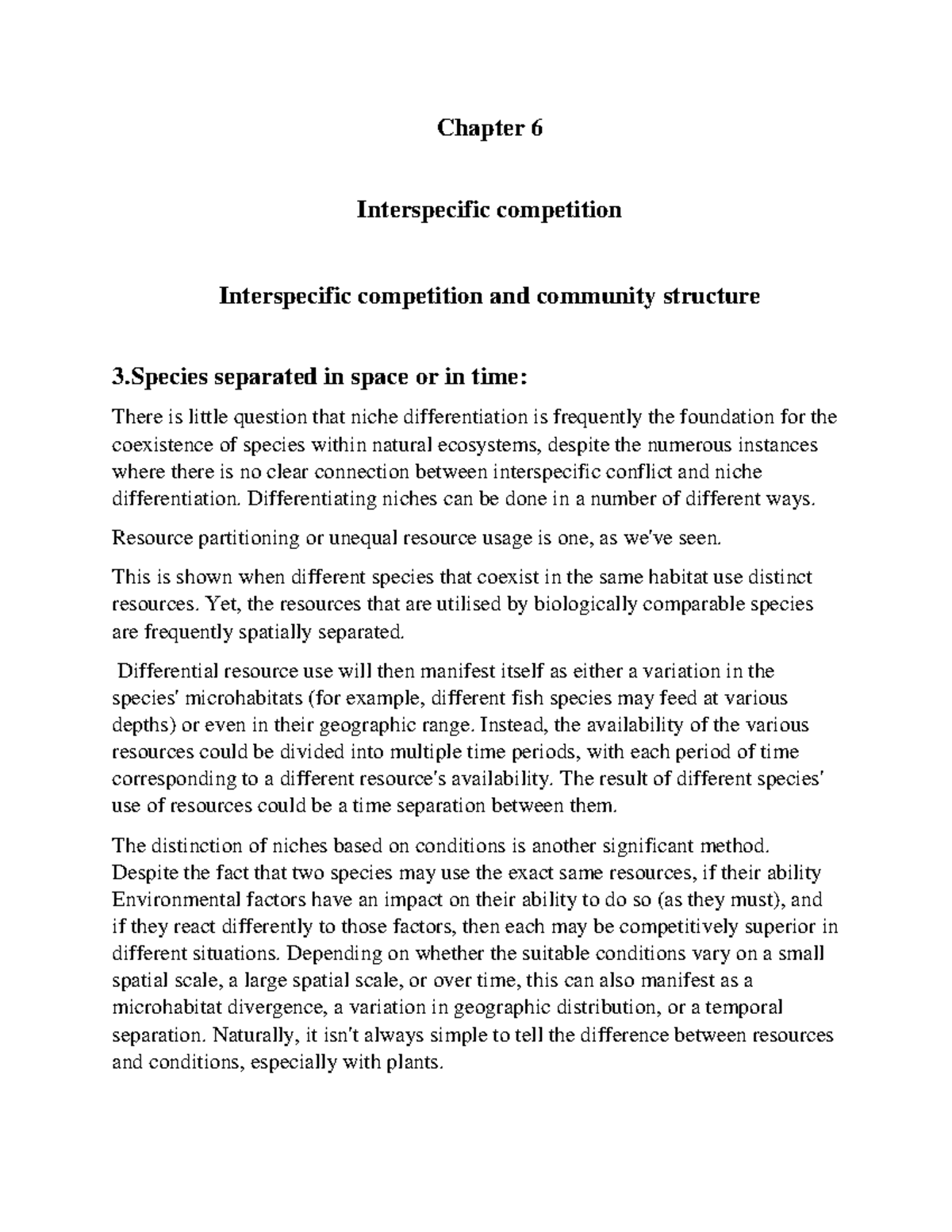 Ecology 48 - Chapter 6 Interspecific Competition Interspecific ...