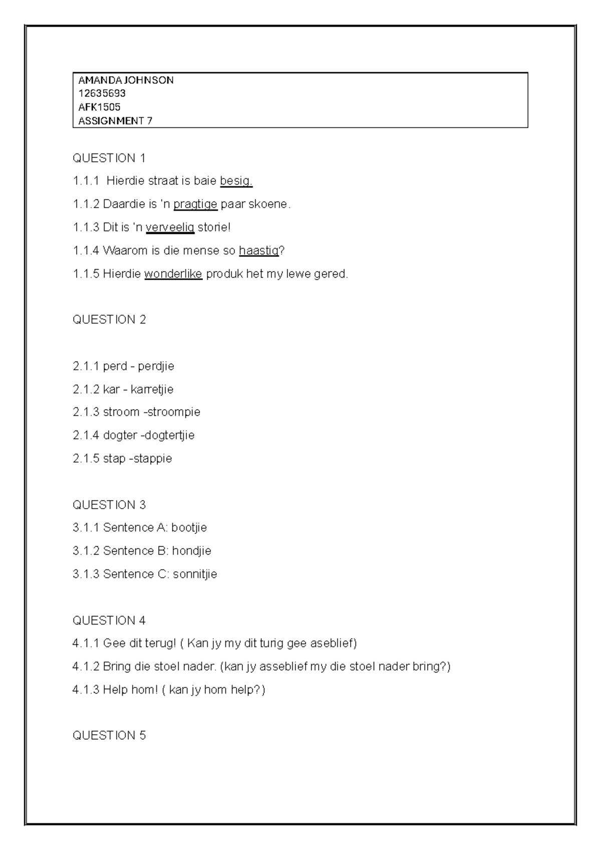 AFK assignment 7 - AMANDA JOHNSON 12635693 AFK 1505 ASSIGNMENT 7 ...
