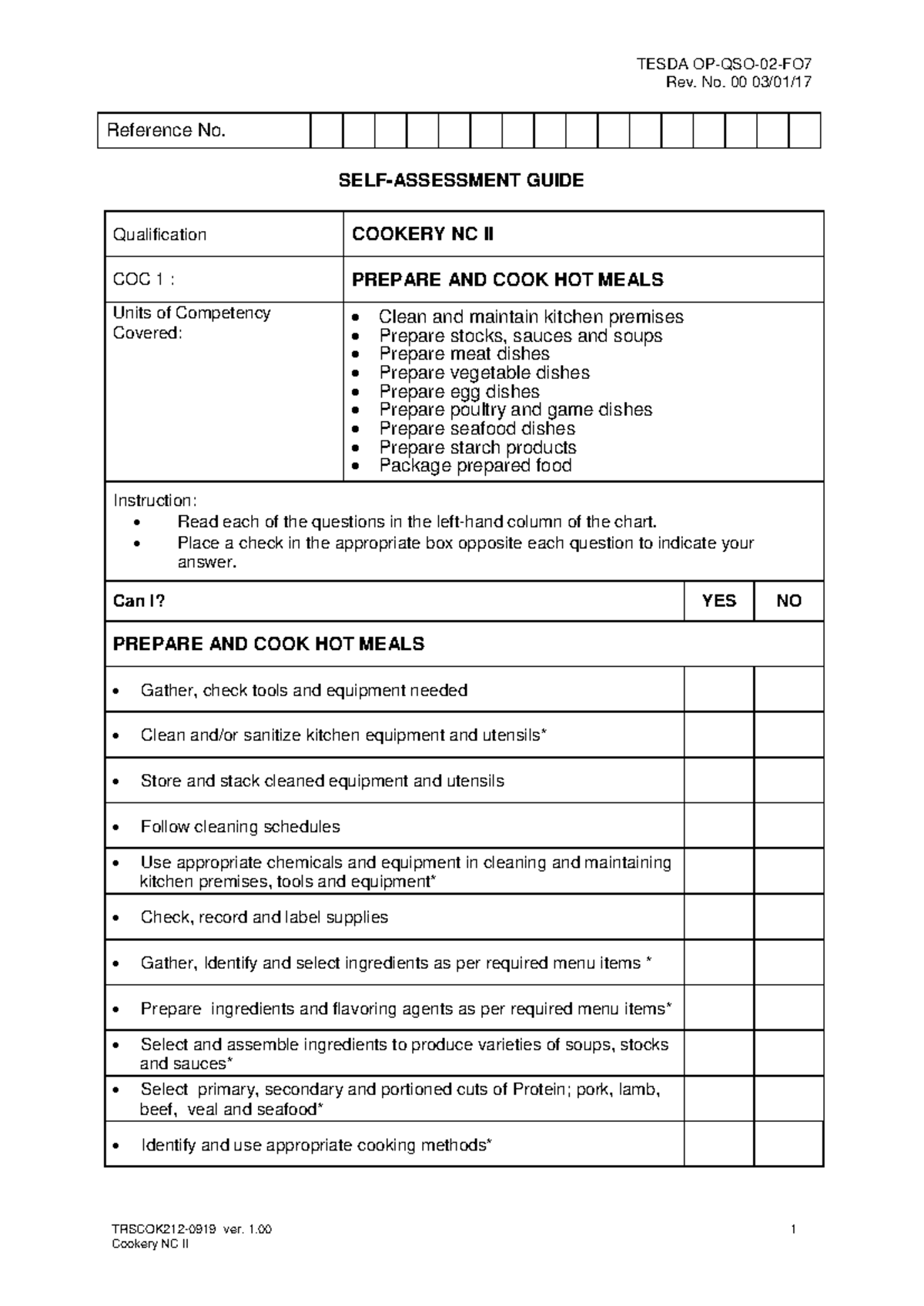 SAG - Cookery NC II - Notes - Rev. No. 00 03/01/ TRSCOK212-0919 ver. 1 ...