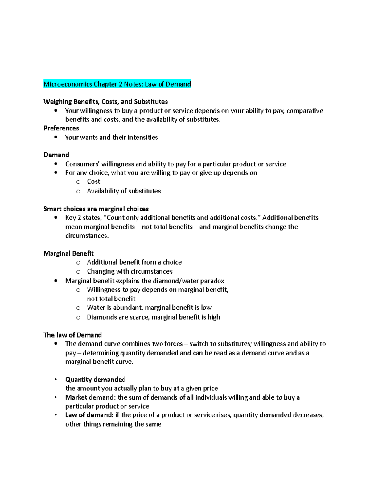 microeconomics chapter 2 homework