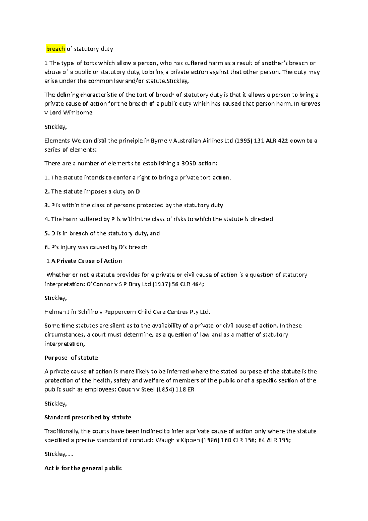 Breach of statutory duty for exam breach of statutory duty 1 The type