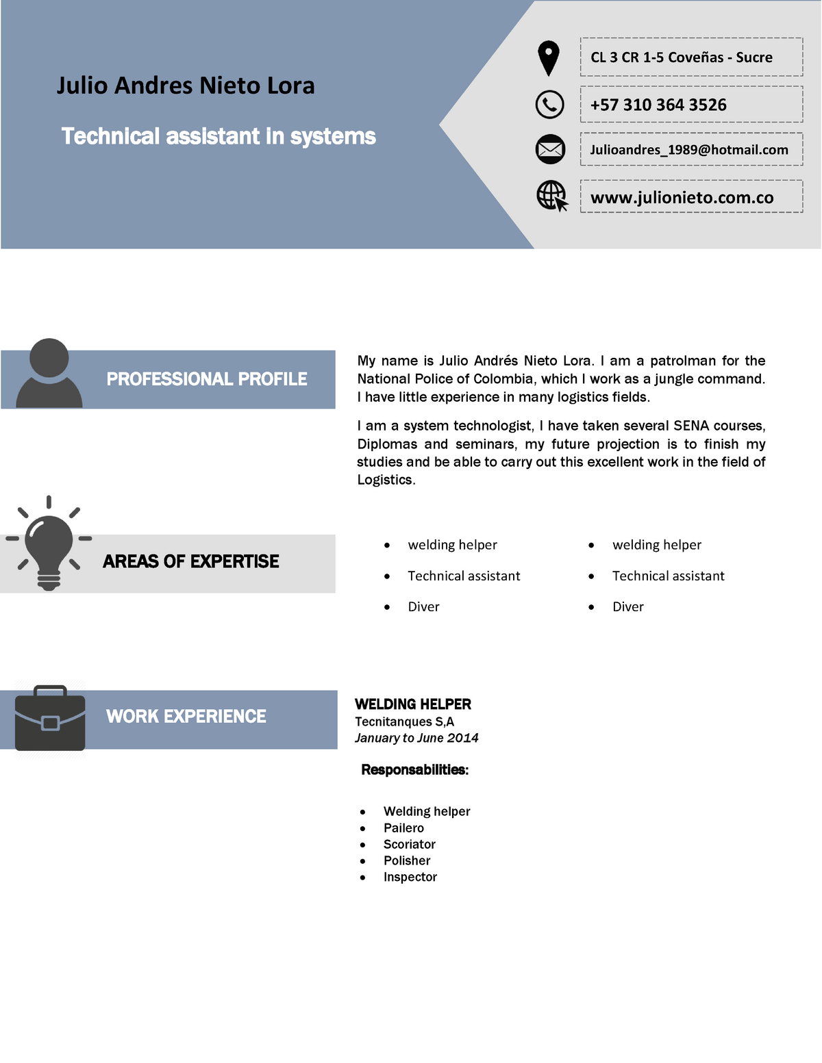 Curriculum Vitae Format 2281706 - welding helper welding helper