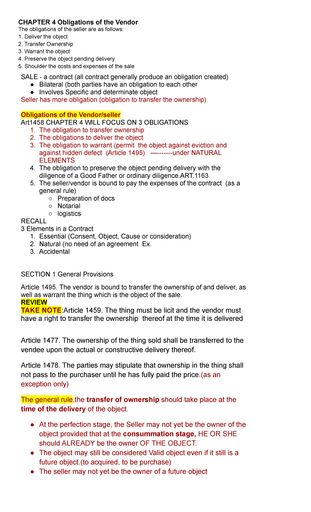 Chapter 4 Obligations of the Vendor - CHAPTER 4 Obligations of the ...