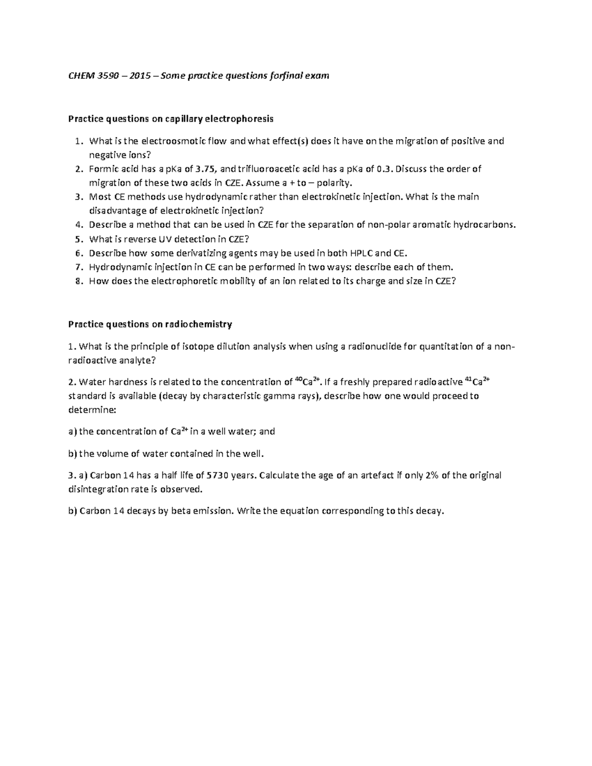 Sample/practice exam 2015, questions and answers practice questions