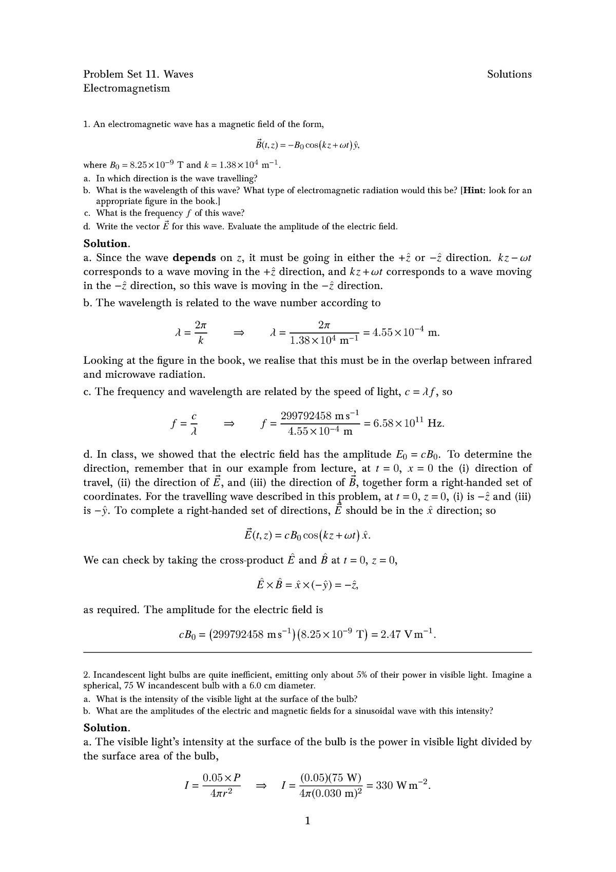 Homework 11 Solution set - Problem Set 11. Waves Solutions ...