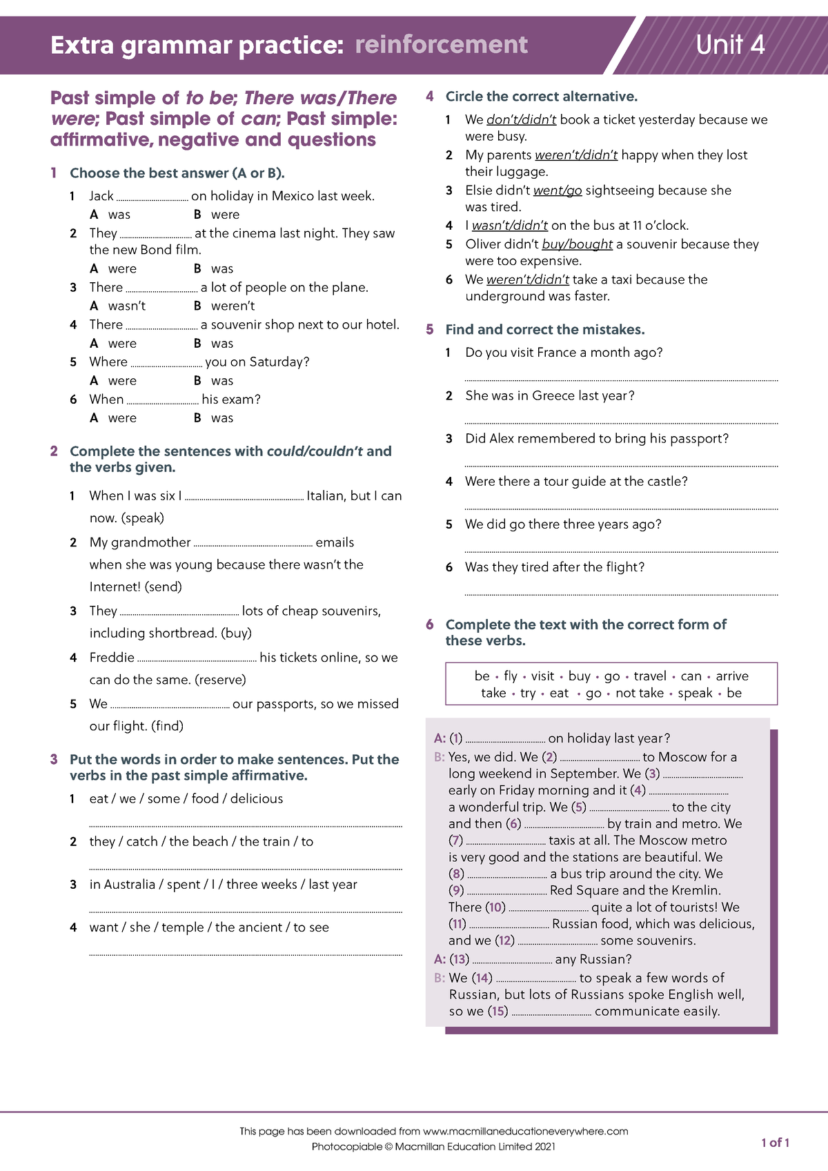 A2 U4 Extra Grammar Practice Reinforcement - Extra grammar practice ...