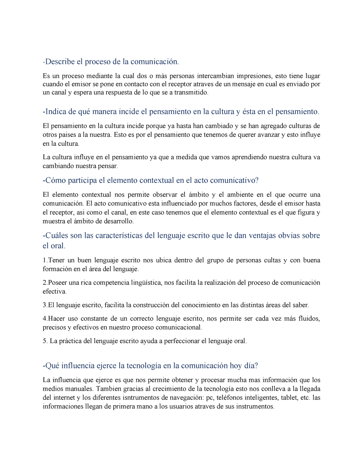 Tarea L Español L - Apuntes 1 - Describe El Proceso De La Comunicación ...