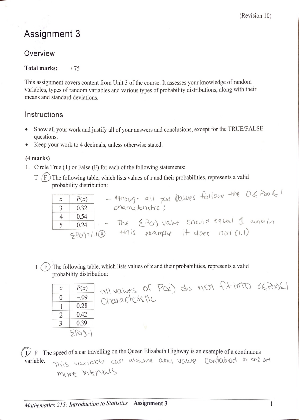 Math 215 - Assignment 3 - Math 215 - Studocu