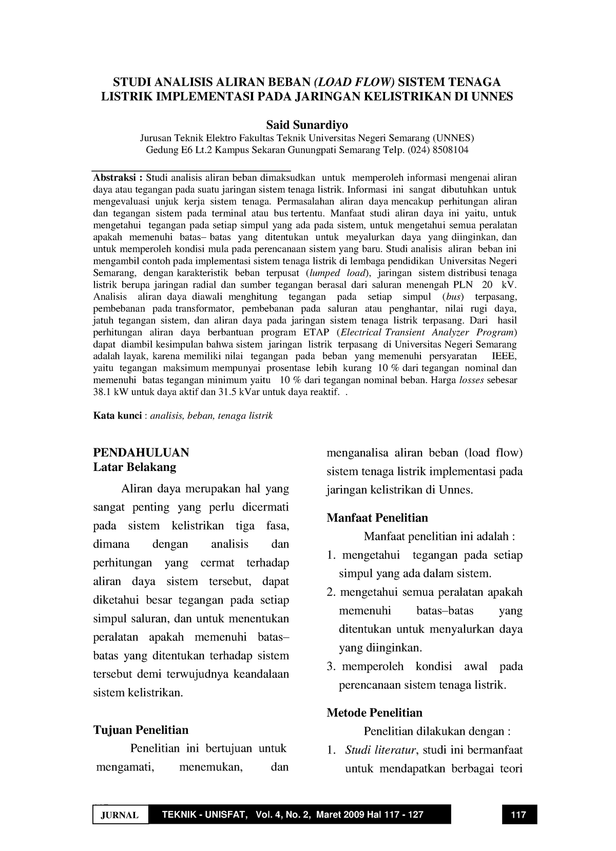 Jurnal 1 - Asdf - 117 JURNAL TEKNIK - UNISFAT, Vol. 4, No. 2, Maret ...