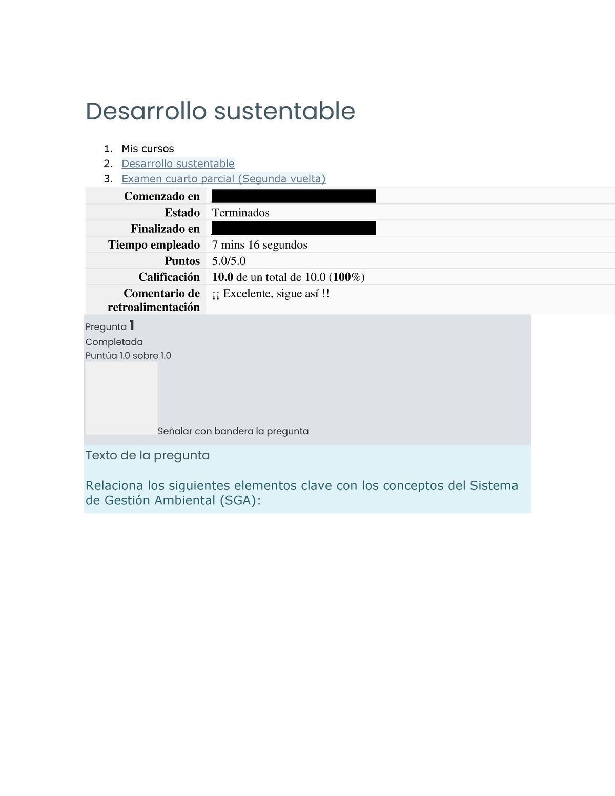 Examen Semana 4 - Desarrollo Sustentable - Desarrollo Sustentable 1 ...