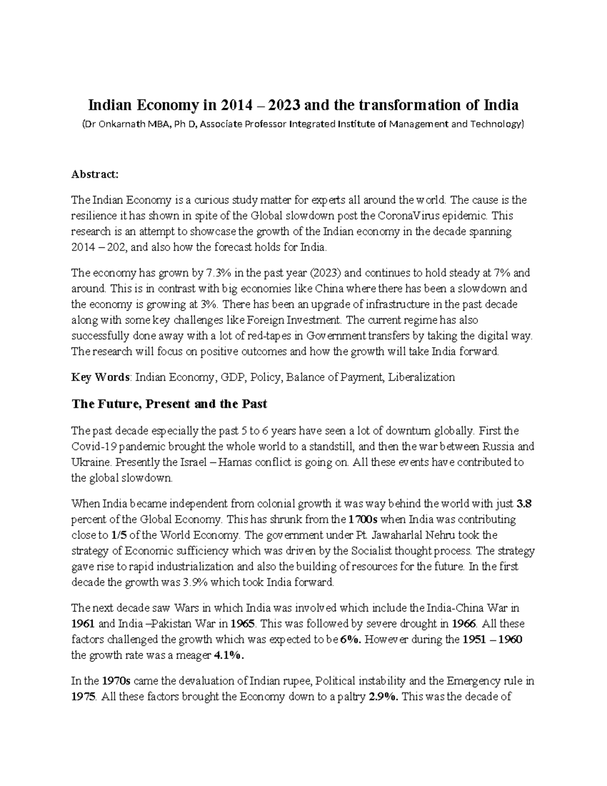 Indian Economy in 2014 – 2023 and the transformation of India - Indian ...
