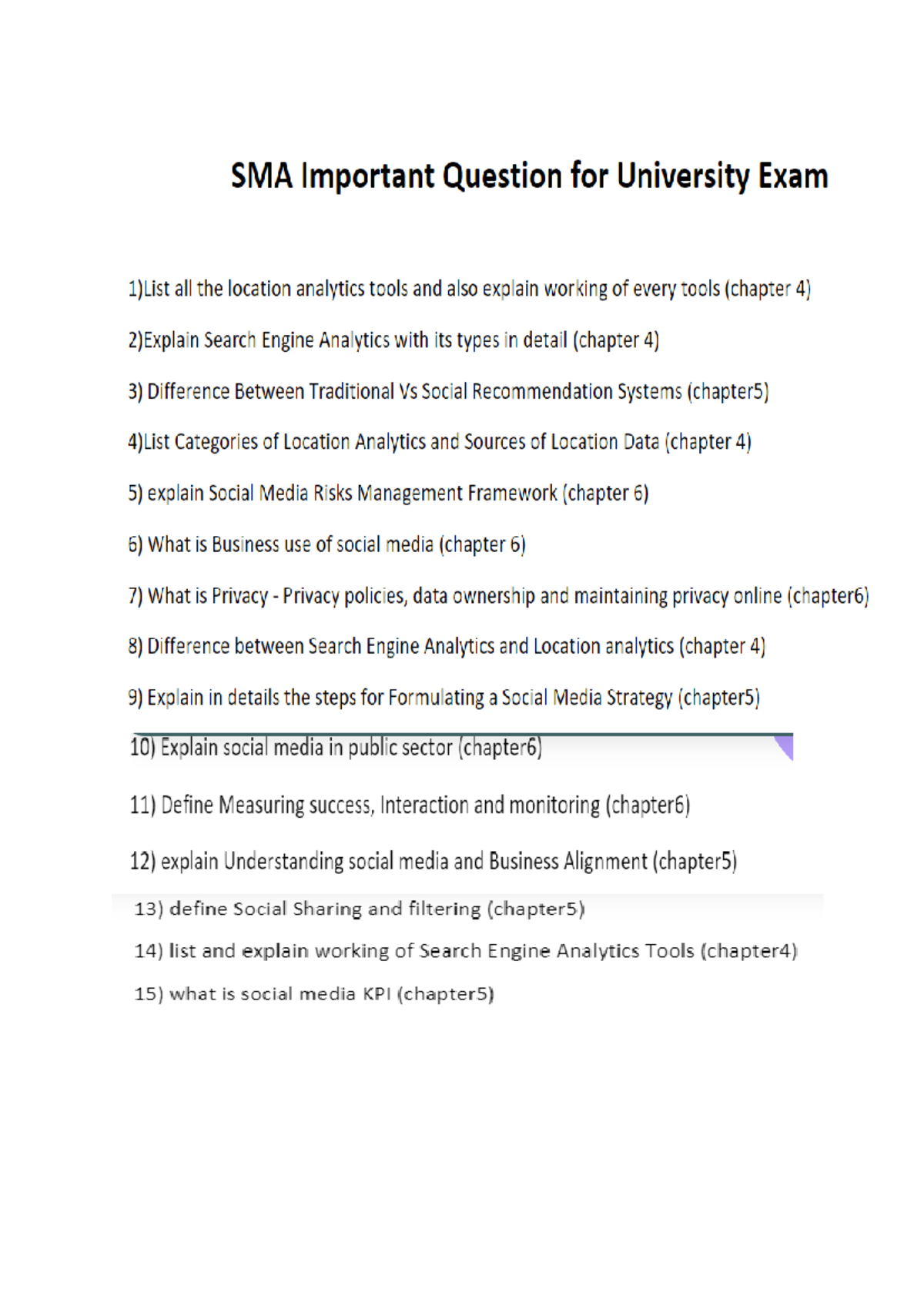 SMA imp questions - computer engineering - Studocu