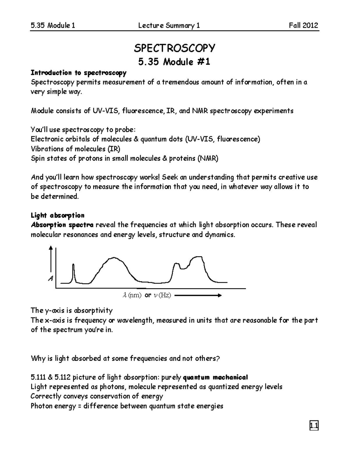 Summary - Lecture 1 - 3 - Module 1 - 5 Module 1 Lecture Summary 1 Fall ...