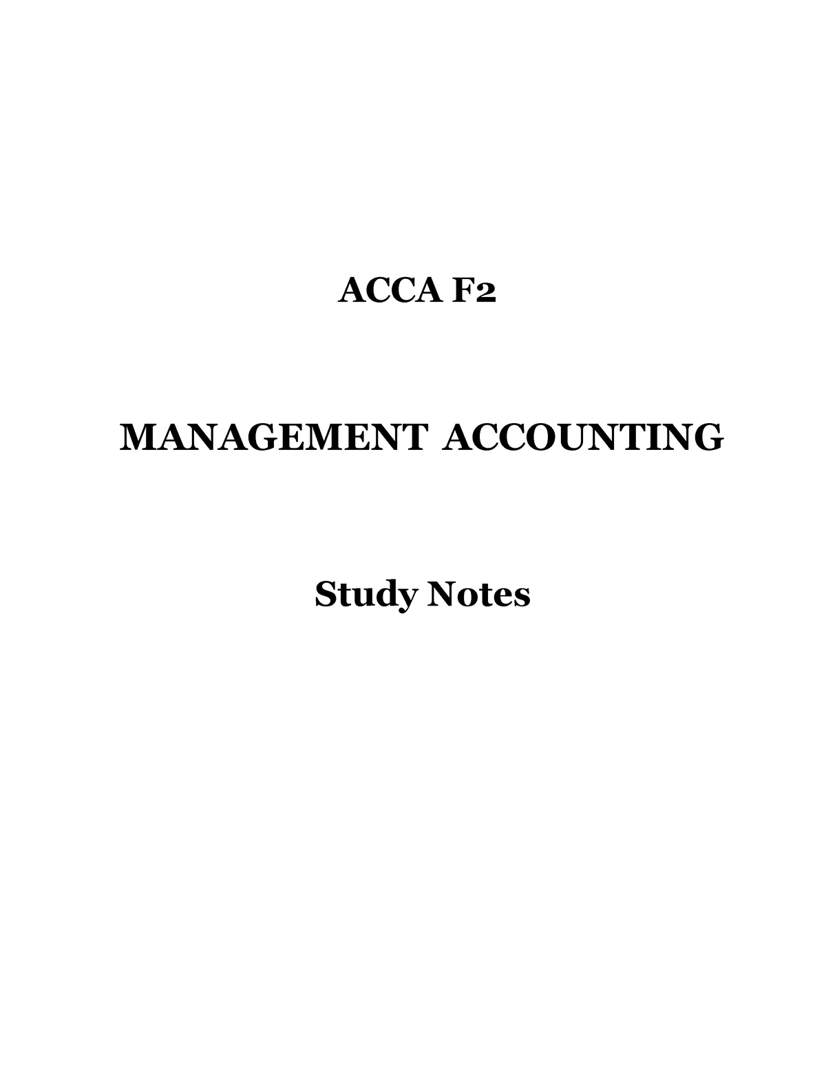 Academia Notes - Material Related To Acca Management Accounting - Study ...