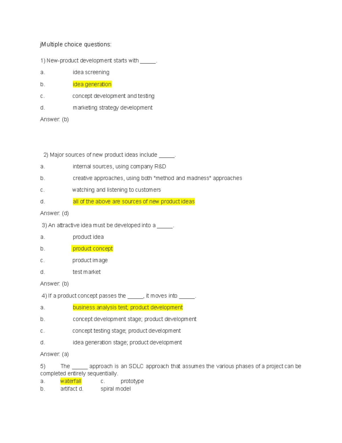 CYSE205 Final - jMultiple choice questions: New-product development ...