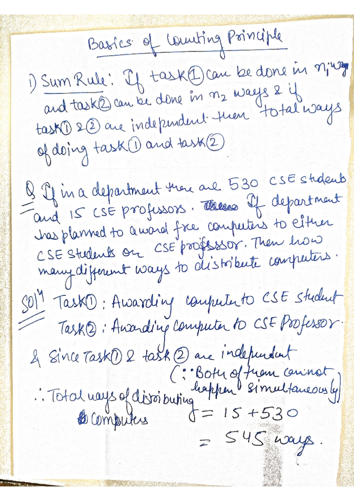 Discrete Mathematics unit2 and 3 Extra - Basics of counting Principle 1 ...