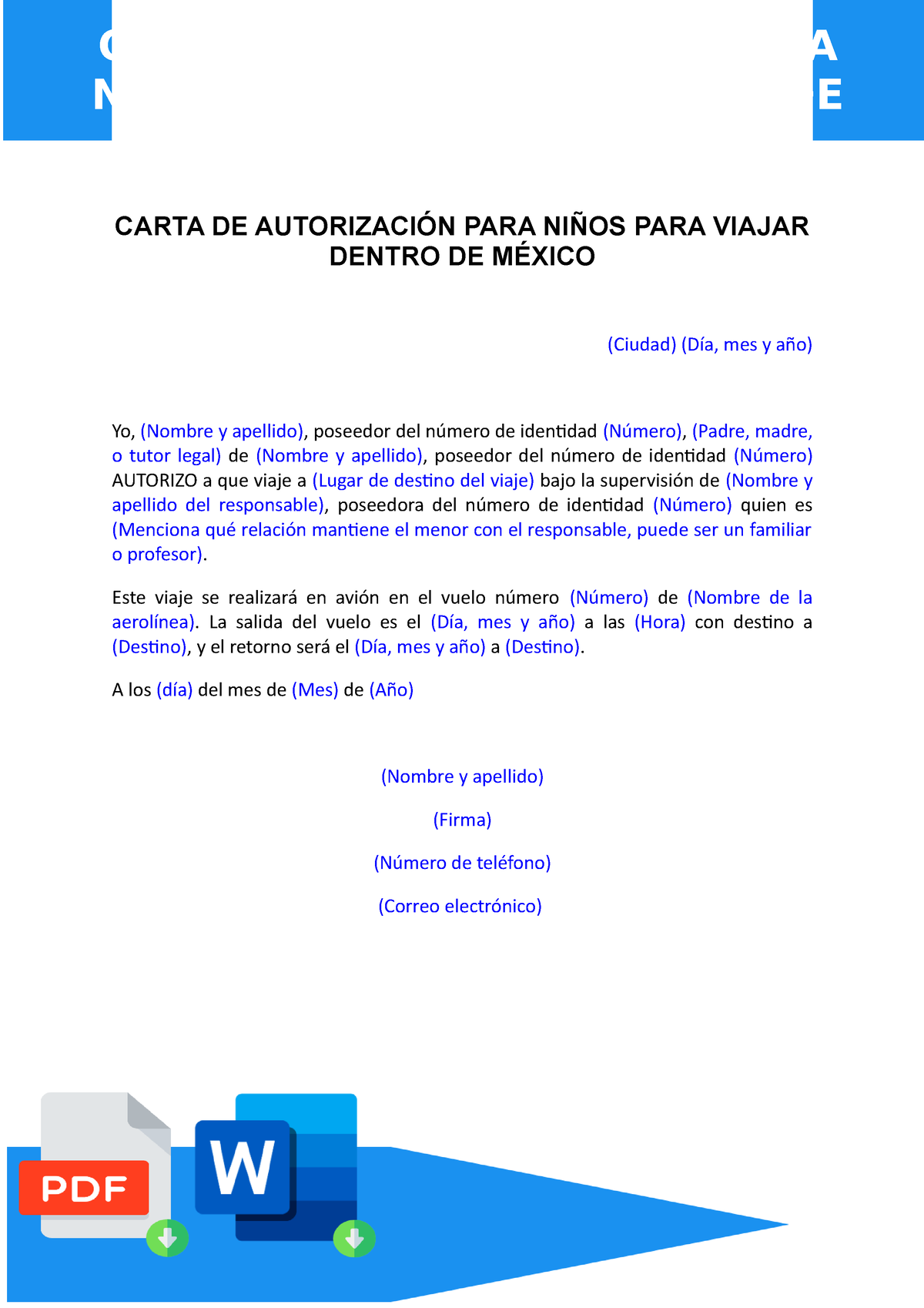Carta De Autorizacion Para Ninos Para Viajar Dentro De Mexico Carta De AutorizaciÓn Para NiÑos 2976