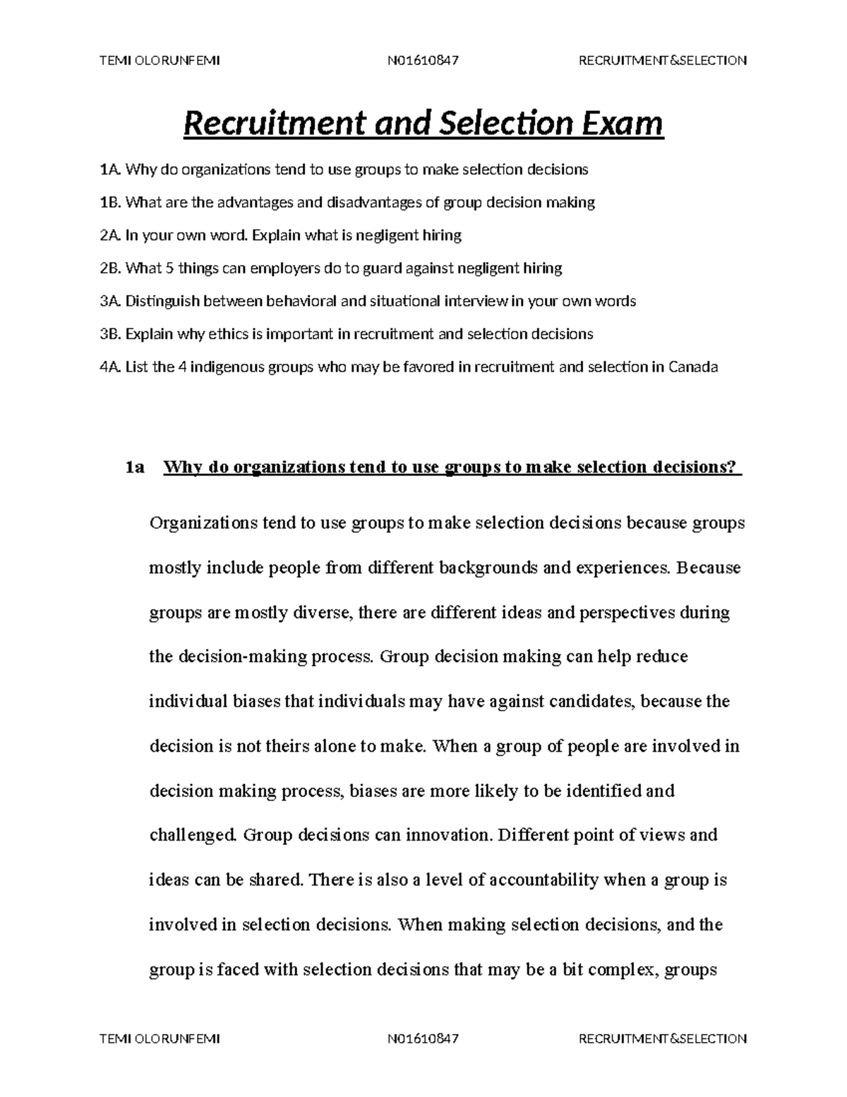 Recruitment and Selection Exam - Why do organizations tend to use ...