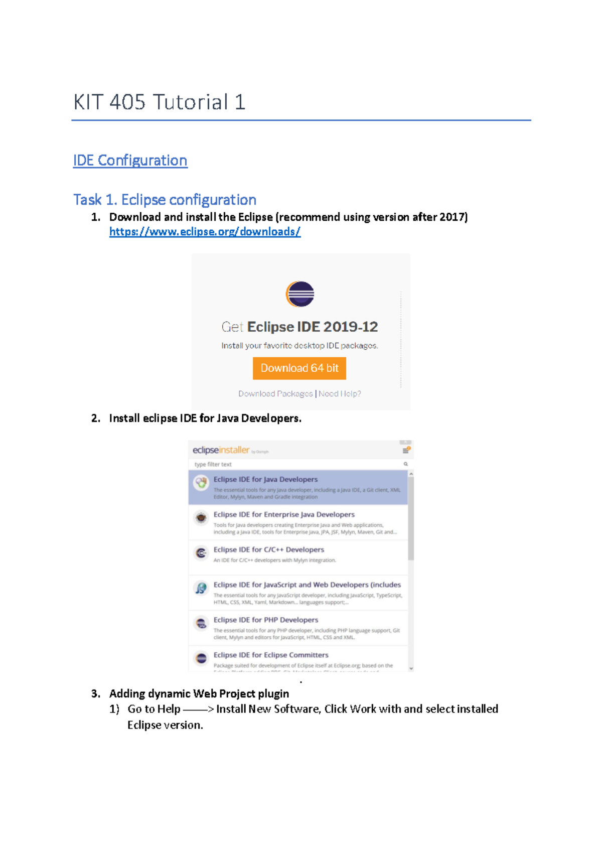 IDE configuration - KIT 405 Tutorial 1 IDE Configuration Task 1 ...