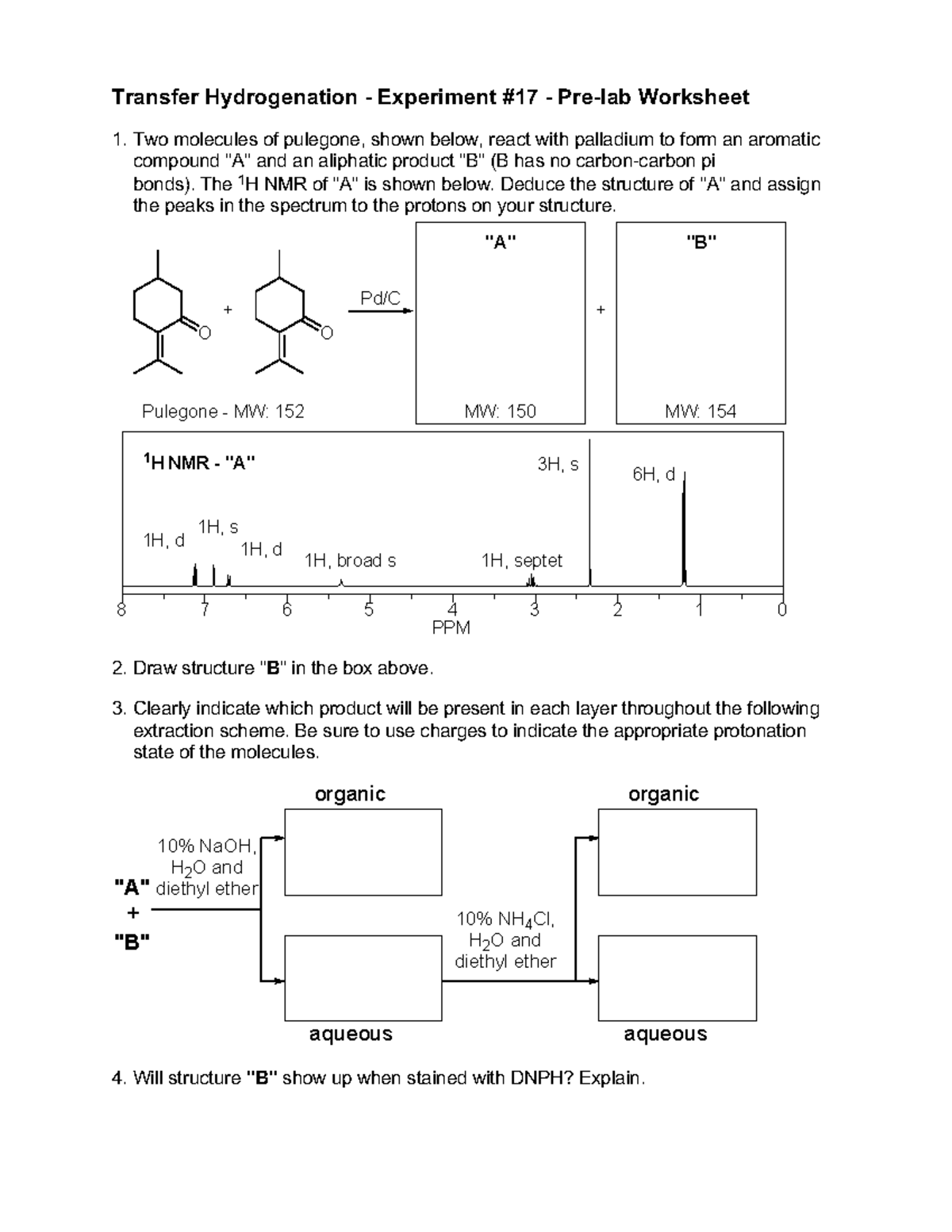 Lab I Prelab 3BL Sp20 - Transfer Hydrogenation - Experiment #17 - Pre ...